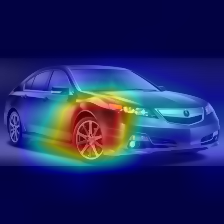 True negative Grad-CAM example, heatmap on intact vehicle body