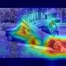 True positive Grad-CAM example, heatmap on vehicle door damage
